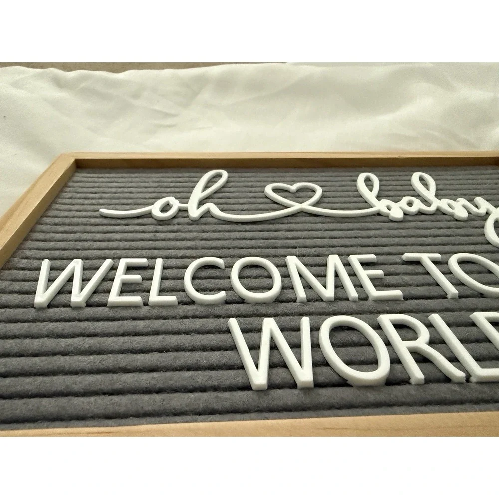 Oh Baby Welcome to the World Felt Sign Photo Prop Baby Shower Nursery Decor